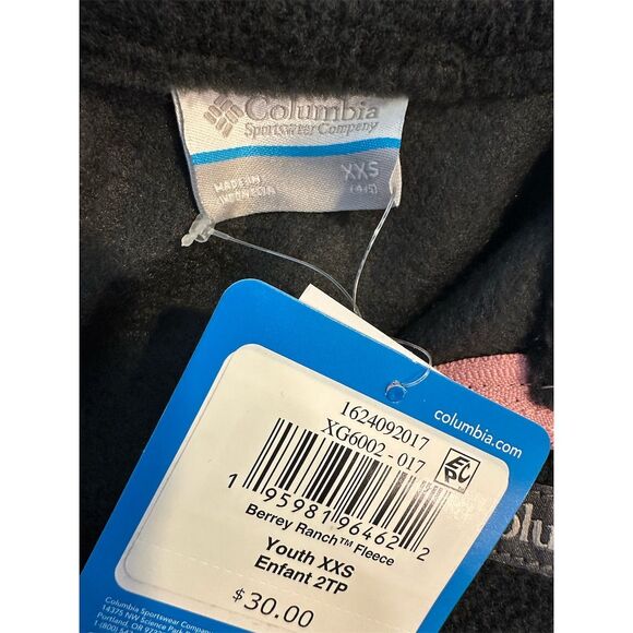 Columbia Youth Fleece Jacket Black Pink Trim Size XXS - Picture 5 of 6